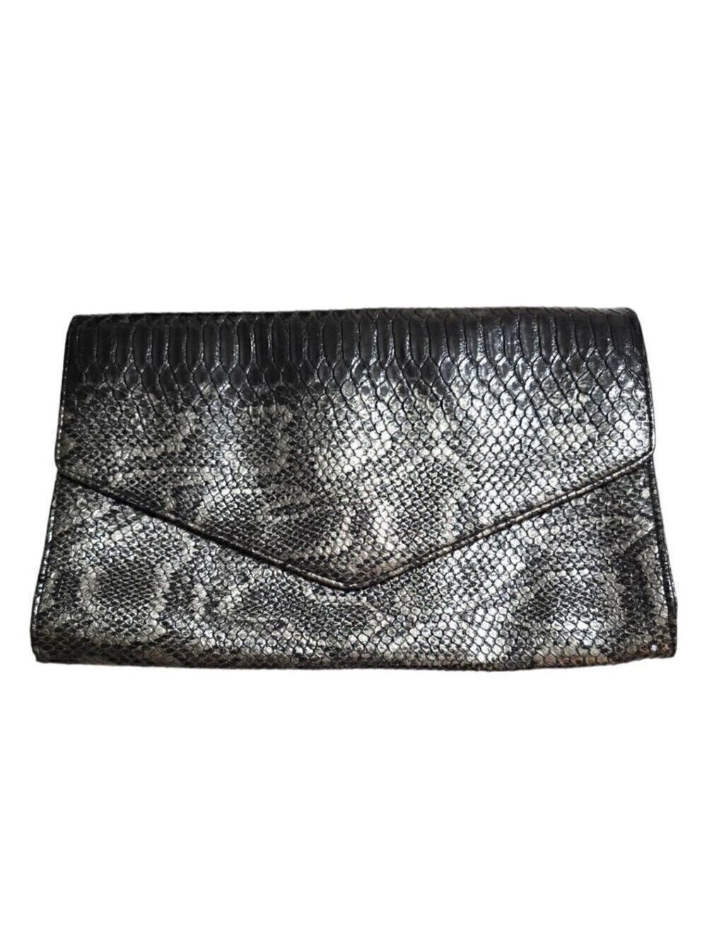 Giannini Genuine Faux Snake Print Leather Envelope Clutch